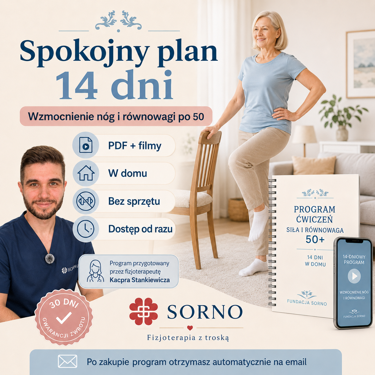Bezpieczny program ćwiczeń opracowany przez fizjoterapeutę dla osób 50+