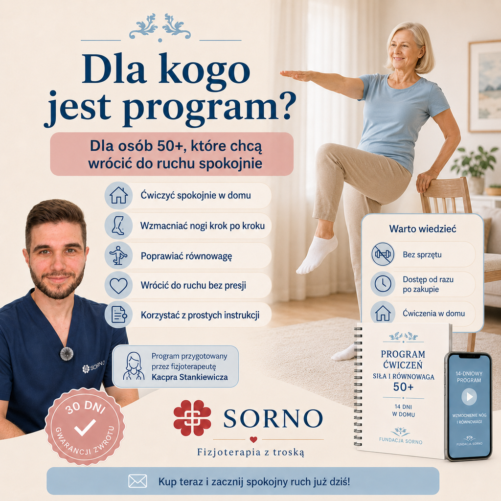 Bezpieczny program ćwiczeń opracowany przez fizjoterapeutę dla osób 50+