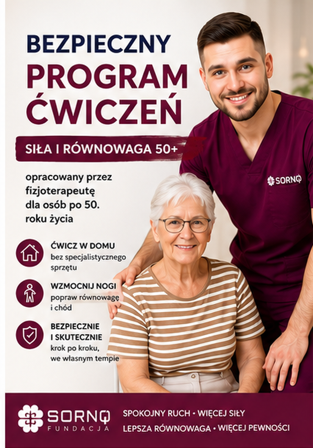 Bezpieczny program ćwiczeń opracowany przez fizjoterapeutę dla osób 50+