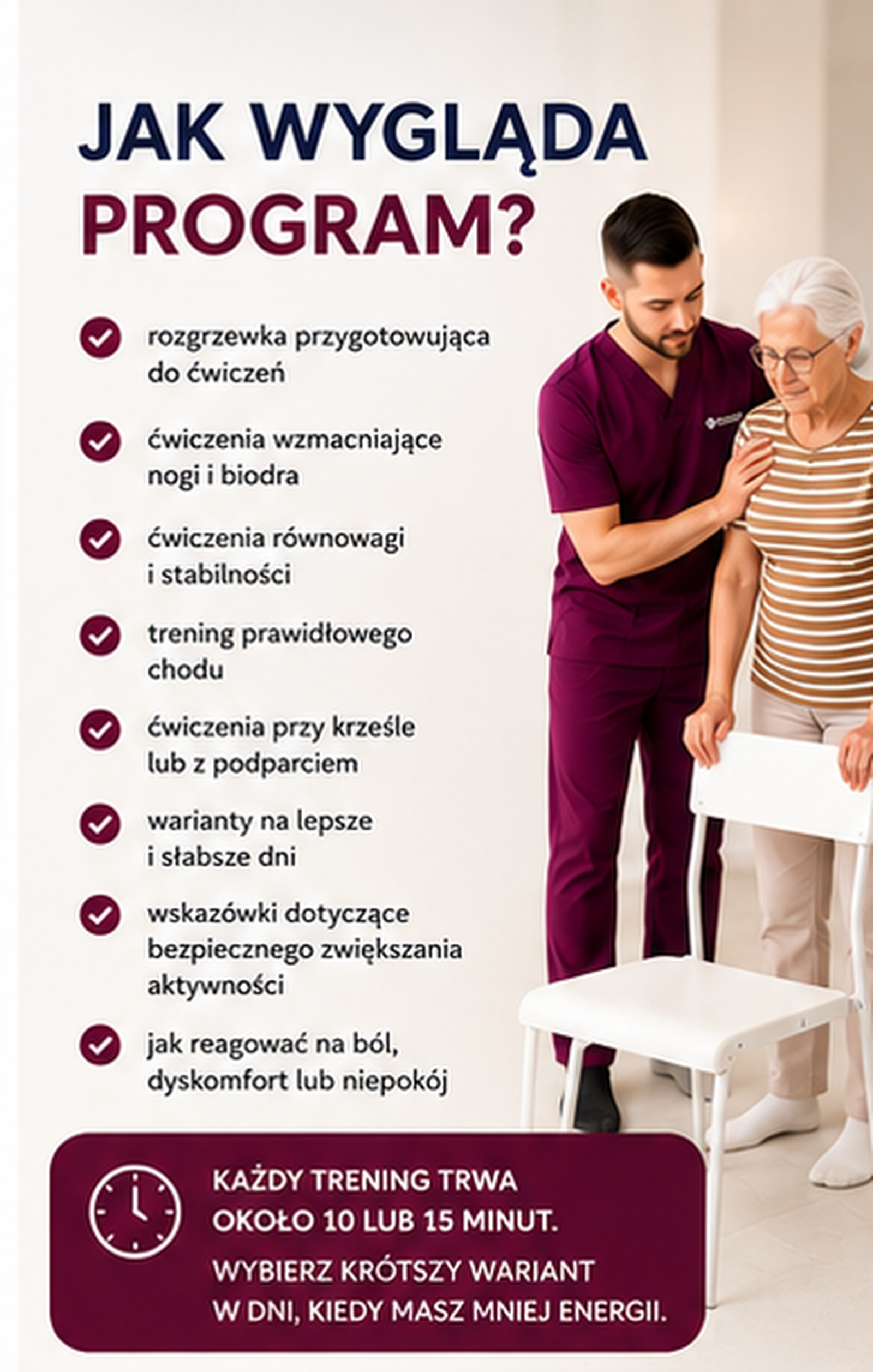 Bezpieczny program ćwiczeń opracowany przez fizjoterapeutę dla osób 50+