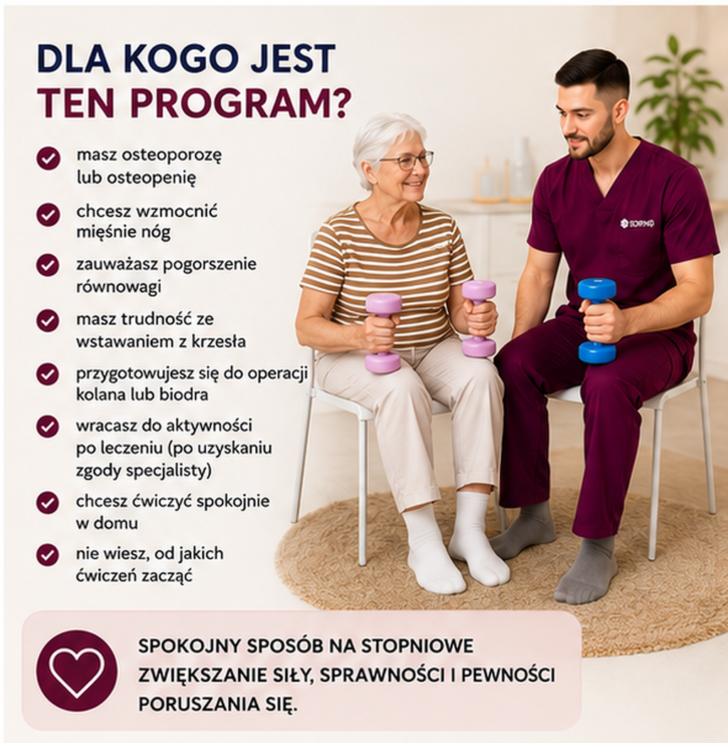 Bezpieczny program ćwiczeń opracowany przez fizjoterapeutę dla osób 50+